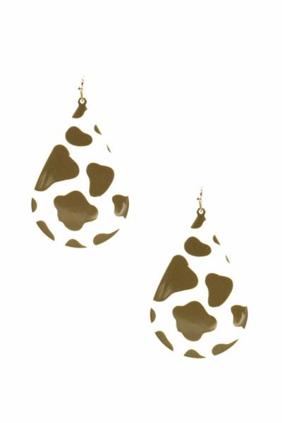 Cow Print Teardrop Dangle Earring