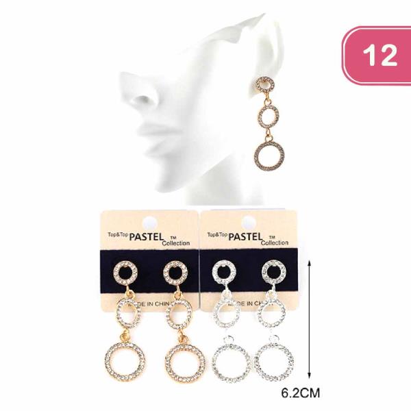 Rhinestone Round Drop Earring (12 Units)