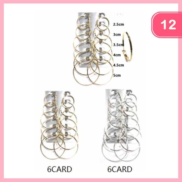 FASHION HOOP EARRING 6 PAIR SET (12 UNITS)