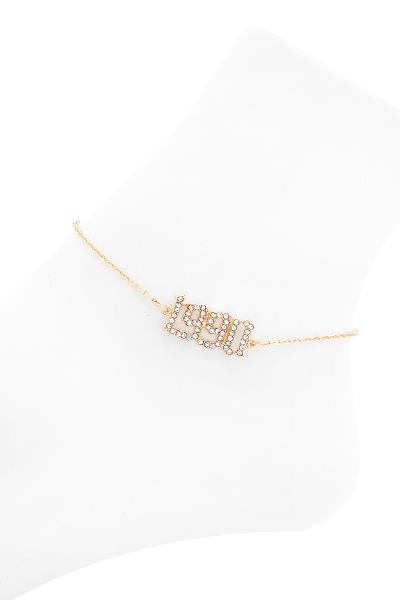 SODAJO Rhinestone Year Metal Chain Anklet