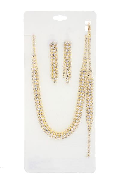 Rhinestone Bracelet Necklace Set