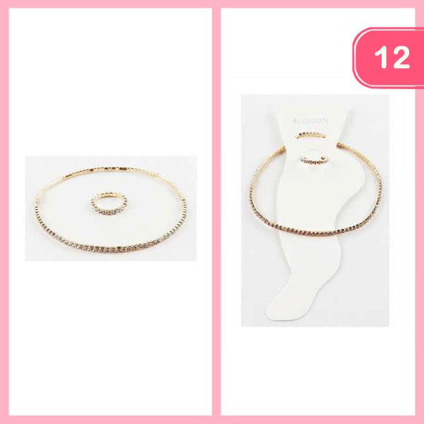 Rhinestone Anklet and Toe Ring Set (12 Units)