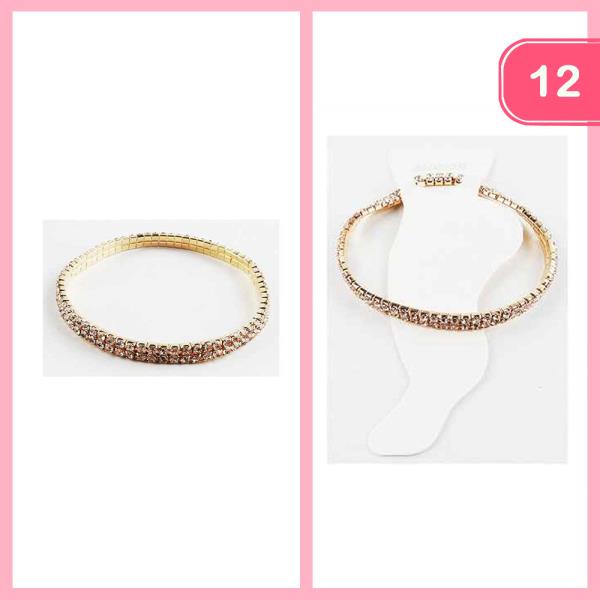 Rhinestone 2 Layer Stylish Anklet (12 Units)
