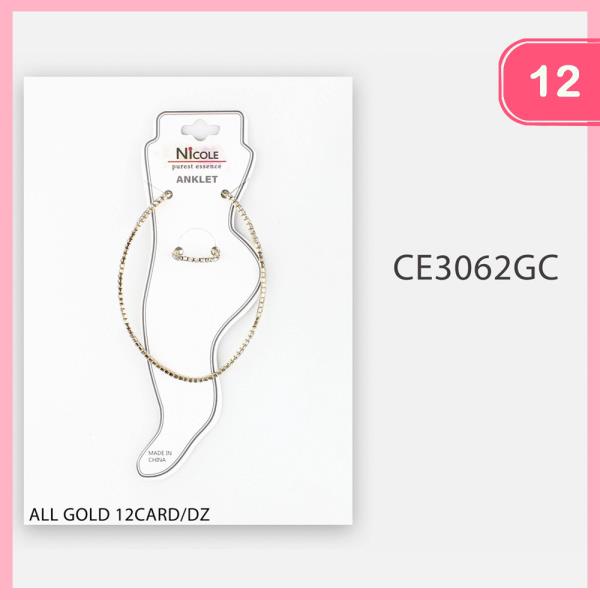 Rhinestone Anklet and Toe Ring Set (12 Units)