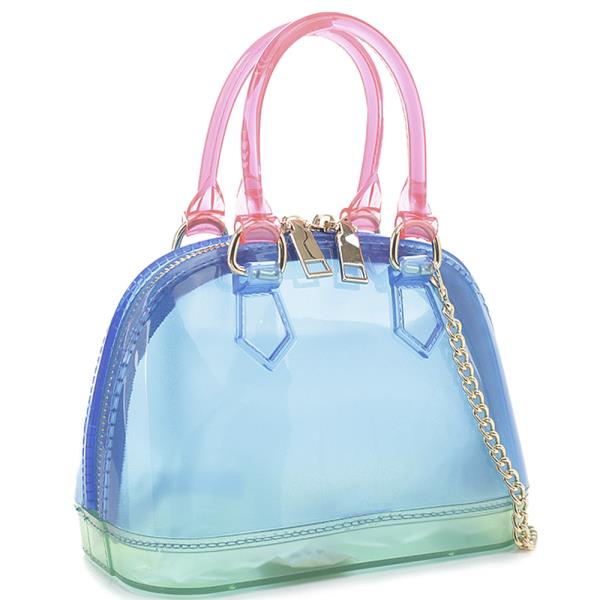 Multi Tone Jelly Clear Oval Handle Tote Bag