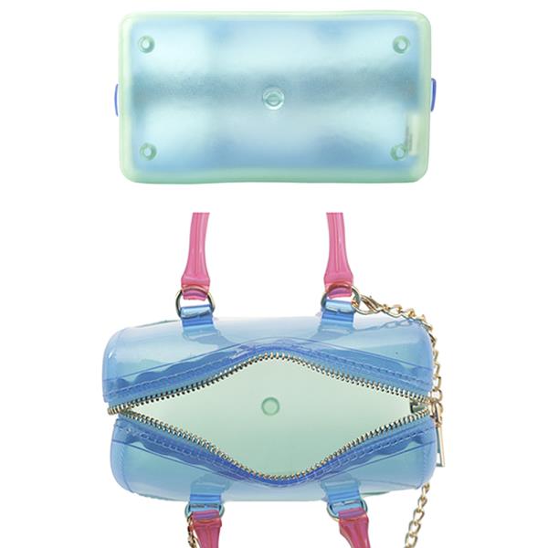 TRENDY JELLY MULTI TONE SQUARE SHAPED HANDLE TOTE BAG