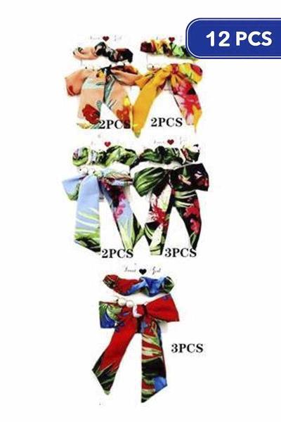 Ribbon Hair Tie Scrunchies Set (12 Units)