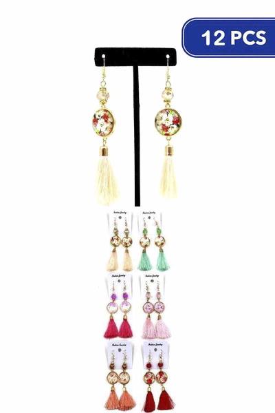 Flower Tassel Dangle Earring (12 Units)