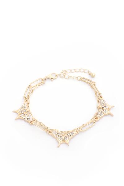 BUTTERFLY CHARM OVAL LINK LAYERED BRACELET