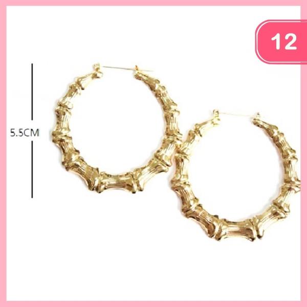 55MM Metal Bamboo Hoop Earring (12 Units)