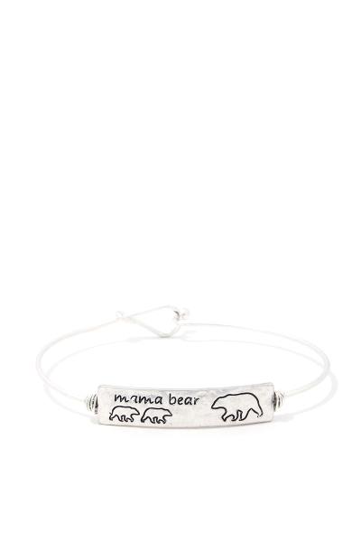 Mama Bear Engraved Metal Bracelet