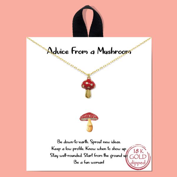 18K GOLD RHODIUM DIPPED ADVICE FROM A MUSHROOM NECKLACE