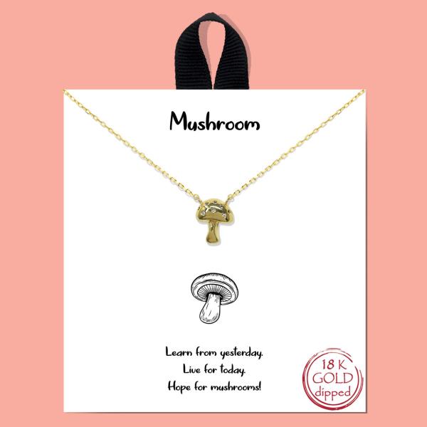18K GOLD RHODIUM DIPPED MUSHROOM NECKLACE