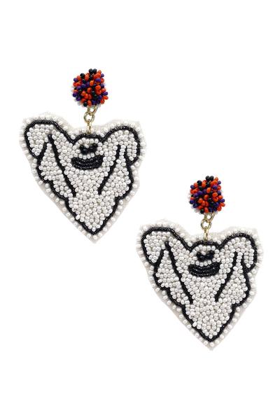 SEED BEAD HALLOWEEN GHOST DANGLE EARRING