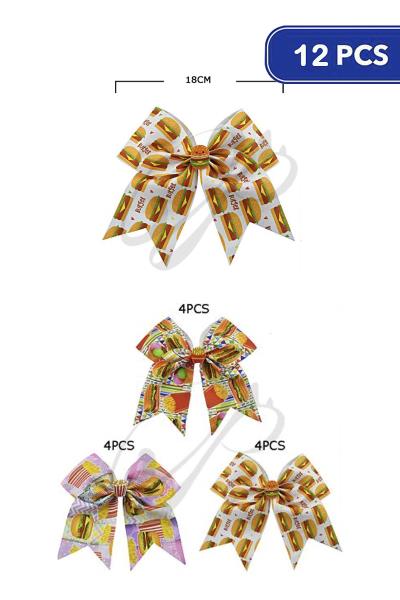Hamburger Ribbon Hair Bow (12 Units)