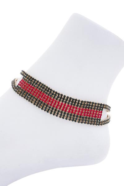 Wide Two Tone Rhinestone Anklet