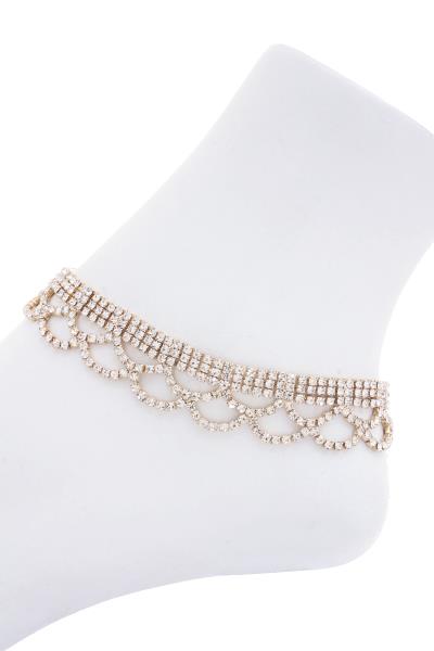 Two Tone Scallop Edge Rhinestone Anklet