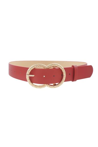 WOVEN TEXTURE DOUBLE CIRCLE BUCKLE BELT