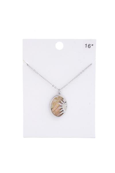 Fresh Water Pearl Sun Oval Pendant Necklace