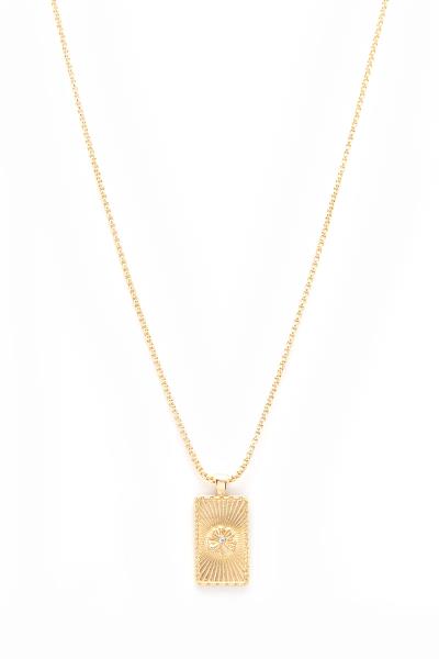 RECTANGLE PENDANT METAL NECKLACE