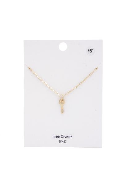 Key Charm Oval Link Necklace