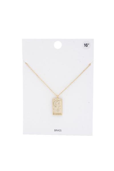 Moon Star Rectangle Pendant Necklace