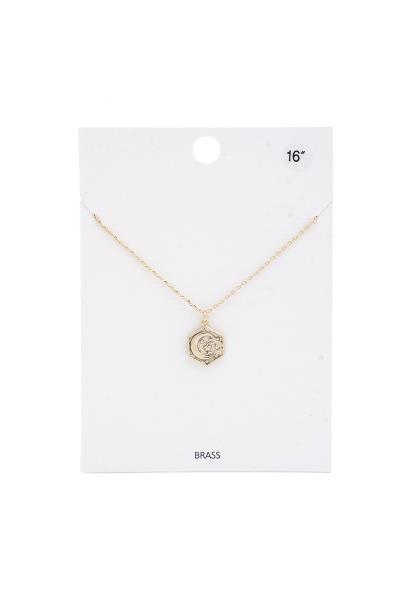 MOON HEXGON CHARM NECKLACE