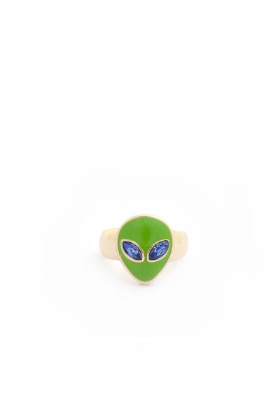 Alien Head Rhinestone Eye Ring