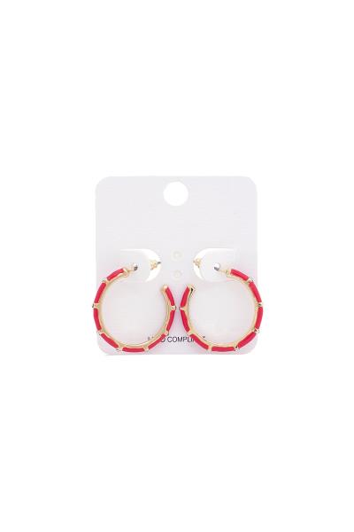 COLOR RHINESTONE EDGE HOOP EARRING