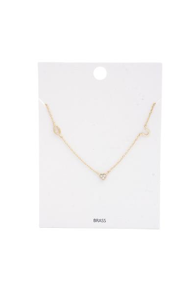 DAINTY HEART EYE CHARM STATION NECKLACE