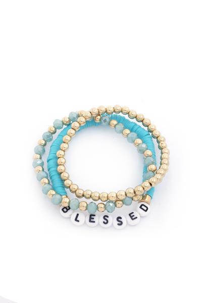 Blessed Bead Rubber Disc Stackable Bracelet Set