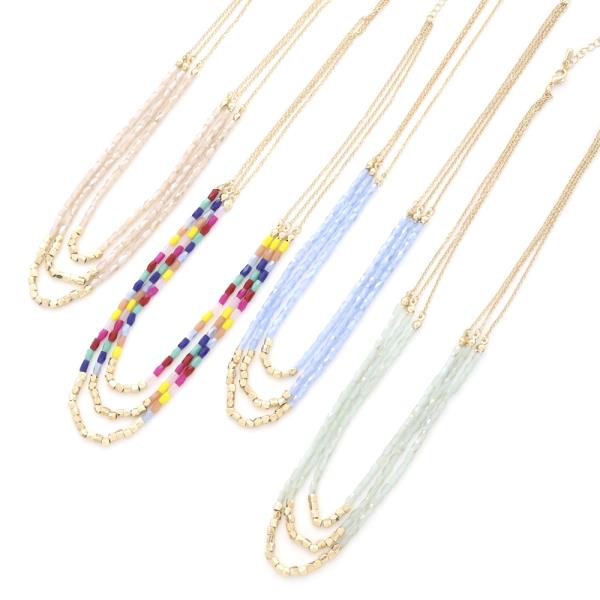 Multi Strand Beaded Layered Necklace