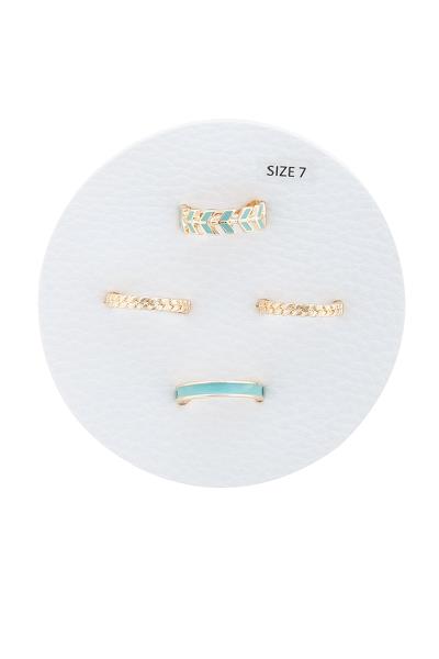 Metal Color Tone 4 PC Ring Set