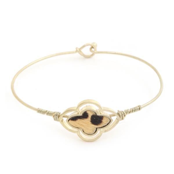 MOROCCAN SHAPE ANIMAL PRINT METAL BRACELET
