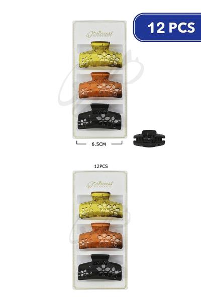 FASHION SMALLHAIR CLAW JAW CLIP 3 PC SET (12 UNITS)