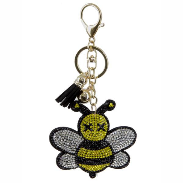RHINESTONE BEE TASSEL KEY CHAIN