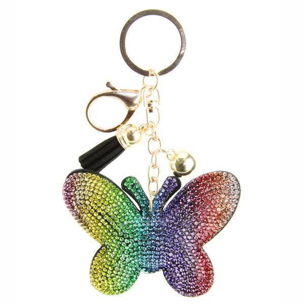RHINESTONE YELLOW BASEBALL TASSEL KEY CHAIN