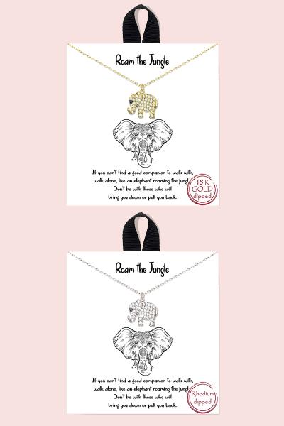 18K GOLD RHODIUM DIPPED ROAM THE JUNGLE PENDANT NECKLACE