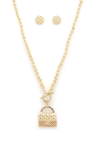 PURSE PENDANT TOGGLE CLASP NECKLACE
