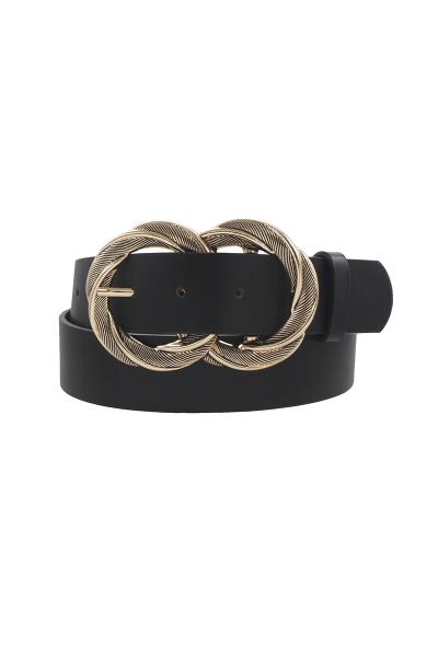 TWISTED AND TEXTURED METAL DOUBLE CIRCLE BUCKLE BELT