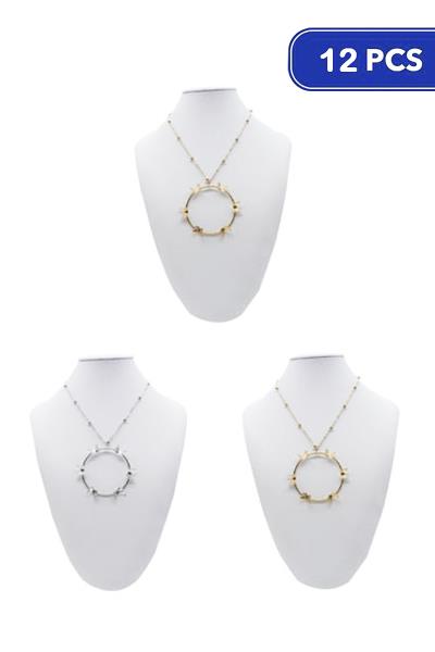 Metal Butterfly Pendant Necklace (12 Units)