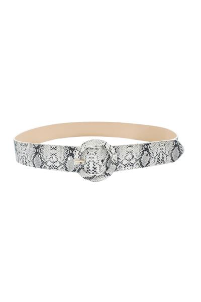 CIRCLE SNAKE PRINT SELF COVER BUCKLE BELT