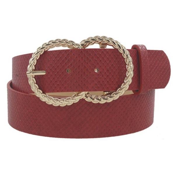 BRAIDED DOUBLE CIRCLE BUCKLE MONO SNAKE PRINT BELT
