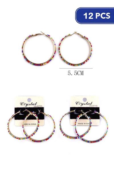 Seed Bead Round Hoop 55mm Earring (12 Units)