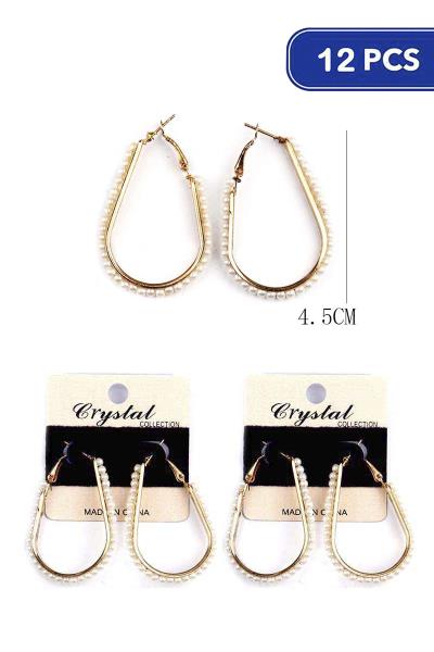 Pearl Teardrop Hoop 55mm Earring (12 Units)