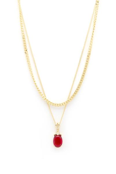 OVAL PENDANT LAYERED NECKLACE