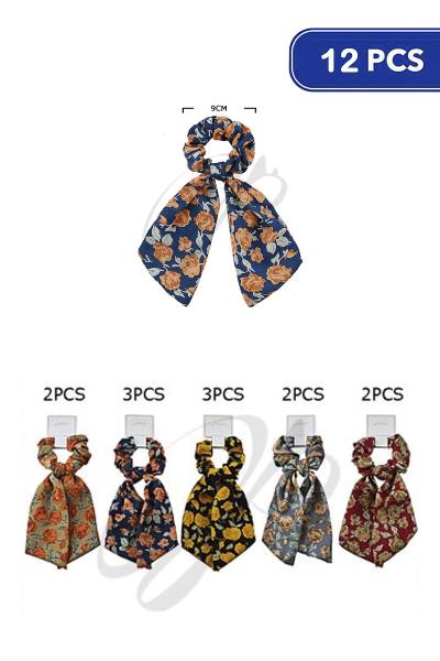 Flower Hair Scrunchies (12 Units)
