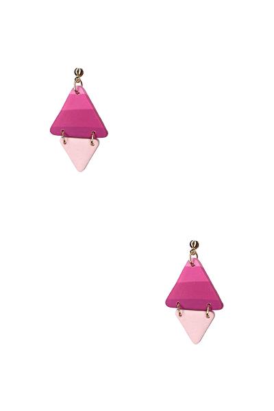 Clay Tone Triangle Link Earring