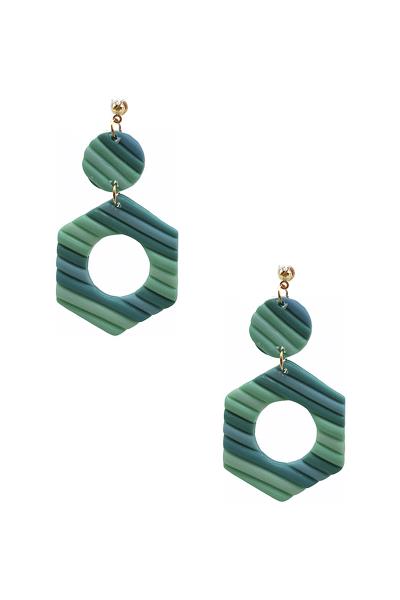 Clay Fashion Hexagon Tone Earring