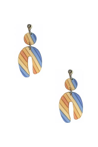 Stylish Clay Multi Tone Curve Drop Earring